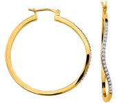 Altesse [P2418] - Pendientes de aro chapados en oro 'Ripples' oro blanco - 35 mm 1 mm blanco