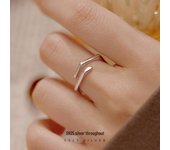 Anillo minimalista hexagonal de plata S925 Banyan Tree con índice abierto - Moda coreana Adjustable opening de oro blanco