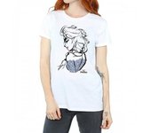 Frozen Mujer/Señoras Elsa Sketch Algodón Boyfriend Camiseta XXL blanco