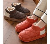 Zapatillas de algodón de alta ayuda para parejas para hombres y mujeres en invierno, zapatillas cálidas antideslizantes para interiores y interiores 40-41