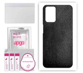 apgo Adhesivo Protector para la Parte Trasera Compatible con Oppo A54 (2021), Película envolvente, papel de aluminio y vinilo - Patrón de cuero negro
