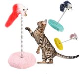 Con campana rascador para gatos con ratón ratón de peluche gato trepador árbol Self-Hi round color rosa