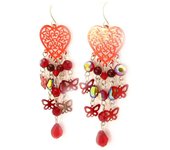 Les Trésors De Lily [R3299] - Pendientes rojos 'Scarlett' - 8x2 cm rojo