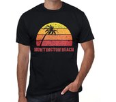 Camiseta vintage para hombre con gráfico de Huntington Beach Sunset Deep Black XS negro