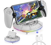 Base de carga para PS Portal, base de carga para mando a distancia PS5 Portal, cargador para mando a distancia PS Portal con 23 modos de luz RGB, base de carga rápida, sobrecarga