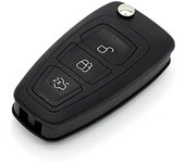 Carcasa de llave a distancia plegable para coche, 3 botones, compatible con Ford Focus, Mondeo, C-Max, Fiesta, funda para mando a distancia con cuchilla de repuesto 5x5x3cm