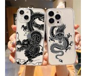 Funda de silicona transparente a prueba de golpes con diseño de dragón para iPhone 14, 13, 12, 11 Pro Max, 7, 8 Plus, X, XR, XS Max, SE 2022 iPhone 11Pro Max