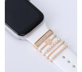 Para Apple Watch Band dijes de Metal anillo decorativo adorno de diamante reloj inteligente correa de silicona accesorios para pulsera iwatch