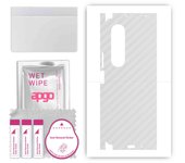 apgo Protective Skin Sticker for the back+sides compatible with Samsung Galaxy Z Fold4, Full Wrap Film, Foil, Vinyl - Pattern Transparent Carbon