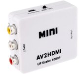 Adaptador convertidor RCA AV a HDMI Mini convertidor compuesto CVBS a HDMI AV2HDMI 1080P Blanco