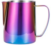 Taza de café de acero inoxidable 304, jarra para espumar leche con asa para café latte, color morado