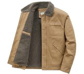 Abrigo de algodón de invierno para hombre, abrigo cálido con solapa gruesa de terciopelo, abrigo de algodón holgado de mediana edad L