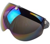 Visera universal para casco retro de 3 broches, a prueba de viento, protección solar, media cara, para cascos de motocicleta transparente