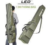 Nueva bolsa de pesca de lona de doble capa LEO de 1,3 m, portátil, de moda, de gran capacidad, plegable, bolsa para caña de pescar, bolsa de transporte para equipo de pesca Army green