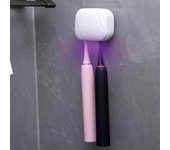 Esterilizador de cepillos de dientes con luz ultravioleta para montaje en pared, 2 ranuras, recargable por USB, sin necesidad de taladrar blanco