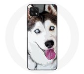 Coque pour Samsung Galaxy A22 5G Husky Blanc de Sibérie Yeux Bleus
