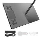 Tableta gráfica de dibujo VEIKK A50, área activa grande de 10 x 6 pulgadas, 8 teclas Express y panel táctil de gestos negro