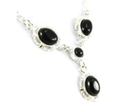 Les Trésors De Lily [H3475] - Collier Argent 'Déesse Noir de Jais' noir argenté (rhodié) - 30x15 mm negro