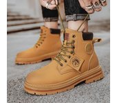 Botas Martin de caña alta y duraderas para hombre (2024): zapatos de trabajo amarillos, resistentes y a la moda para otoño/invierno. 41