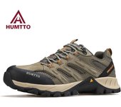 HUMTTO Zapatos deportivos para exteriores para hombre, zapatos de senderismo antideslizantes, zapatillas de cuero para hombre, zapatillas de seguridad para caminar, botas de trekking transpirables para hombre 39 caqui