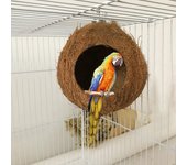 Cama cómoda creativa para animales pequeños, nido de cáscara de coco Natural, loro, pájaro, mascota creativa