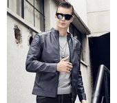 Chaqueta Casual para Hombre Chaqueta de Cuero PU de Otoño para Hombre Chaqueta de Moto de Estilo Británico Chaqueta de Cuero para Hombre Tendencia M