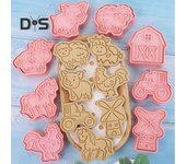8 unids/set molde para galletas Flexible fácil de limpiar cortador de galletas de animales de granja rosa color rosa