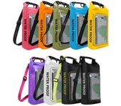 Bolsa seca de 2 l con pantalla táctil, impermeable, para trekking, deriva, rafting, surf, kayak, bolsas para deportes al aire libre, equipo de acampada negro