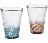 ADERIA Tsugaru Vidro MATSURI Juego de vasos dorados de 305 ml, hechos en Japón, caja para cosméticos, vaso alto de vidrio, cerveza, elegante vaso de sake, regalo para el día de la pareja