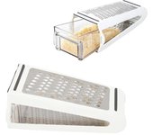 Cuchillas de doble cara Queso Verduras Rallador Zanahoria Pepino Cortador Caja Contenedor Utensilios de cocina Herramientas de cocina de acero inoxidable blanco