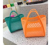 Nuevos bolsos de mano para mujer, modernos, con agujeros, para playa, resistentes, fáciles de lavar y limpiar, de PVC, multifuncionales, pequeños y cuadrados.