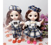 Mini muñeca articulada movible de 17CM para niñas, juguete 3D con ojos grandes, trajes completos de princesa, colección de vestidos, regalo para niños B