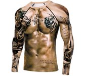 Camisetas de talla grande para hombre, camisetas de manga larga con tatuajes musculares, ropa deportiva, camisetas de fitness para gimnasio M