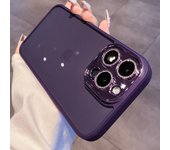Funda de teléfono transparente con lente morada y purpurina para Iphone 14, 13, 12, 11 Pro Max, protección de lente, cubierta híbrida a prueba de golpes For iPhone 12 Pro