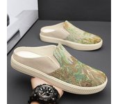 Zapatos de hombre personalizados y exquisitos, tela estampada de verano, zapatillas simples ligeras y transpirables, zapatos con estribo 39 negro