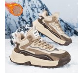 Botas de nieve cálidas de invierno para hombre, resistentes al agua, con cordones y forro de piel sintética, para exteriores, sin cordones, para caminar, hacer senderismo y trabajar, zapatillas de caña alta 39