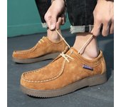Zapatos casuales para hombre, zapatos de trabajo de piel de gamuza, zapatos planos con cordones para hombre, calzado de herramientas, zapatos de plataforma para exteriores, zapatos antideslizantes para caminar para hombre 45 marrón