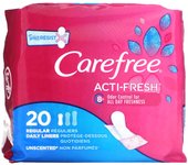 Carefree, Acti-Fresh, protector diario, regular, sin perfume, 20 piezas