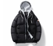 Chaqueta acolchada de otoño e invierno para hombre, versión coreana, chaqueta acolchada informal cálida y gruesa con capucha de gran tamaño y holgada M negro