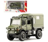 Modelo de coche de aleación Benz Unimog a escala 1/32 con sonido y luz, modelo de coche extraíble para niños, juguetes, regalos de fiesta, coleccionables 1/32-Size:18.8*6.7*10.5cm verde del ejército