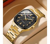 Nuevos relojes para hombre CURREN, marca superior, reloj cuadrado de cuarzo resistente al agua de lujo para hombre, relojes deportivos de cuarzo con fecha, reloj deportivo oro/blanco