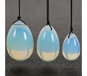 3 unids/set huevos Yoni de opalita blanca huevo de Jade con cuerdas Bola de masaje de piedras preciosas para ejercicio pélvico 3pcs/set