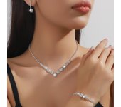 Conjunto de joyas de novia, joyas de boda al por mayor, collar, pendientes, pulsera, vestido de noche de tres piezas, accesorios versátiles de boda