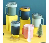 Fiambrera portátil de 500 ml con aislamiento térmico para alimentos, taza para desayuno, termo a prueba de fugas para sopa, leche y vasos con cuchara.