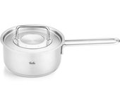 Olla Fissler One Hand Pot de 16 cm, colección Pure, cacerola con tapa de acero inoxidable, compatible con gas, fabricada en Alemania, japonesa, plateada, Fire/IH [Autorizado plata