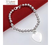 Pulseras con colgante de corazón y cadena de cuentas de 6 mm de plata esterlina 925 para mujer, joyería de moda para fiestas, bodas, regalos de Navidad