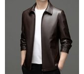Chaqueta de cuero de moda versátil para hombre, abrigo informal de negocios con solapa de cuero Haining de gama alta, estilo coreano, primavera y otoño M