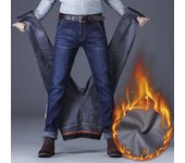 Pantalones vaqueros para hombre, acolchados y gruesos, sueltos, rectos, casuales, de invierno, cálidos, elásticos, para hombre 28 negro