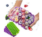 3 colores 37 rejillas panal de silicona fabricante de cubitos de hielo molde para paletas bandeja para cubitos de hielo con tapas extraíbles molde para hielo cocina whisky cóctel accesorio azul de bebé