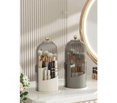 Organizador de maquillaje giratorio de 360°, transparente, para guardar cosméticos, lápiz labial, cepillos de cejas, estante de escritorio para guardar huevos de belleza.